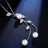 Ladies Pearl Leaves Chain Necklace
