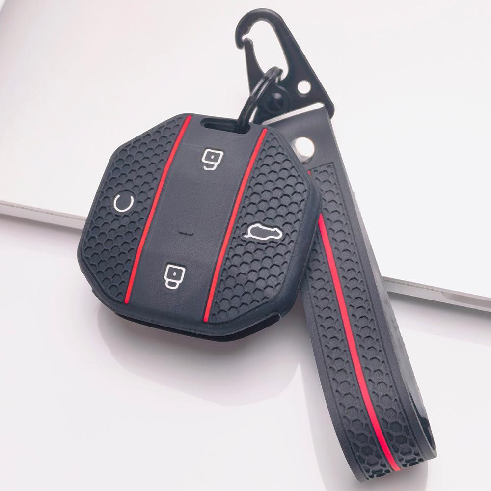 Honeycomb Silicone Key Fob Strap for Chery JETOUR Freedom Traveler Tiggo 7 Pro Arrizo 8 Honeycomb Texture Racing Stripe Detachable Keychain Holder