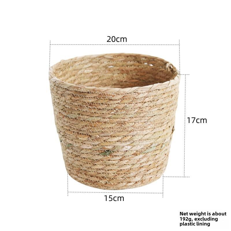 Nordic Woven Bamboo Flower Basket: Straw-style Pot for Flower Arrangement and Desktop Storage Ornaments in Home or Living Room.