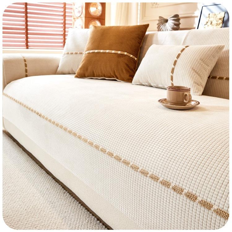 Waterproof Sofa Cushion, Simple and Fashionable Solid Color Seat Cushion, Universal Non-slip Sofa Cover for All Seasons