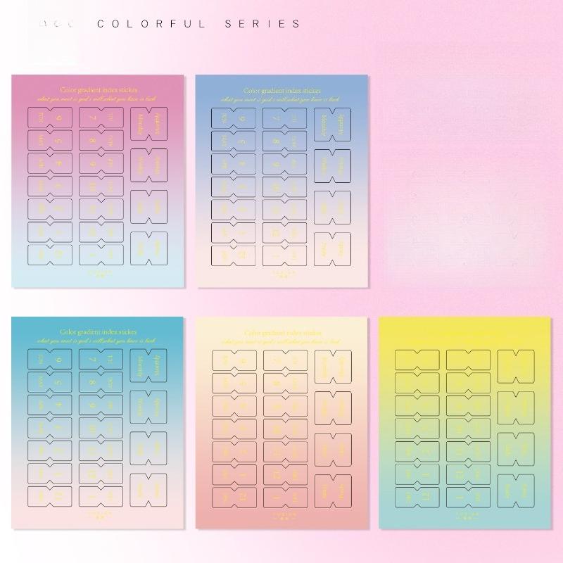 Rainbow Gradient Index Tabs – Minimalist Gold Foil Note-Taking and Organization Tags for Home Use  Convenient Planner Labels