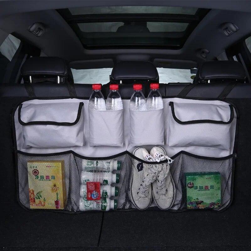 Car Trunk Storage Bag Suv Auto Rear Seat Back Hanging Bag Net Pocket Waterproof Car Storage Box Storage Box Car Accessories