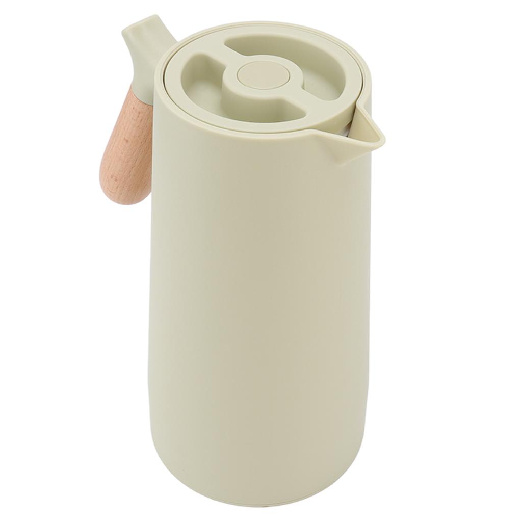 Coffee   Simple Stylish Portable 1L Large Capacity Beech Wood Handle 12h Thermal Insulation Coffee Pot