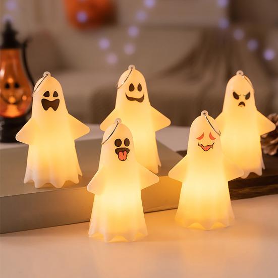 Halloween Spøkelseslys Skummelt Spøkelsesdekorasjon Lysende Spøkelsespynt Hengende Lys for Bord Kaminhylle Veggdekorasjon