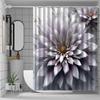 1pc White Floral Print Shower Curtain, Polyester Fabric, Machine Washable, Suitable for Bathroom Decoration