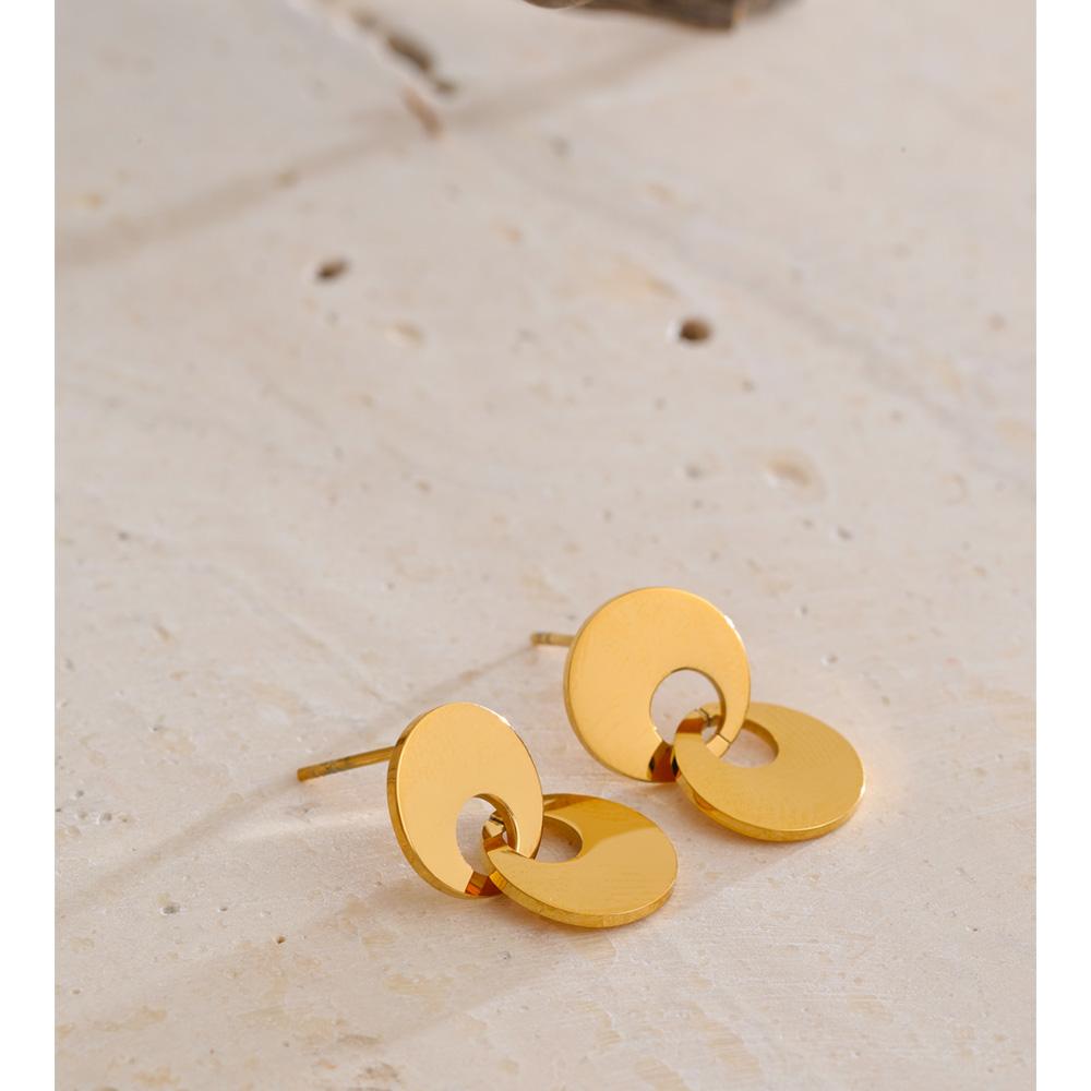 Eetit Glossy Stainless Steel Round Drop Dangle Earrings 18K Golden Plated Minimalist Daily  Versatile Jewelry Wholesale