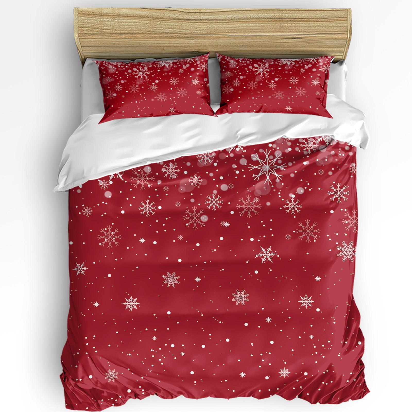 

Рождественский пуансеттия, шар, еловые листья, снеговик, комплект постельного белья из 3 предметов для двуспальной кровати, домашний текстиль, пододеяльник, наволочка EU single(135x200cm)