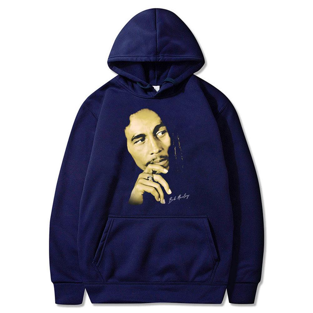 Classic Vintage Rapper Bob Marley Big Face Graphics Hoodie Bob Marley Anniversary Album Print Hoodies Men Hip Hop Black Clothing