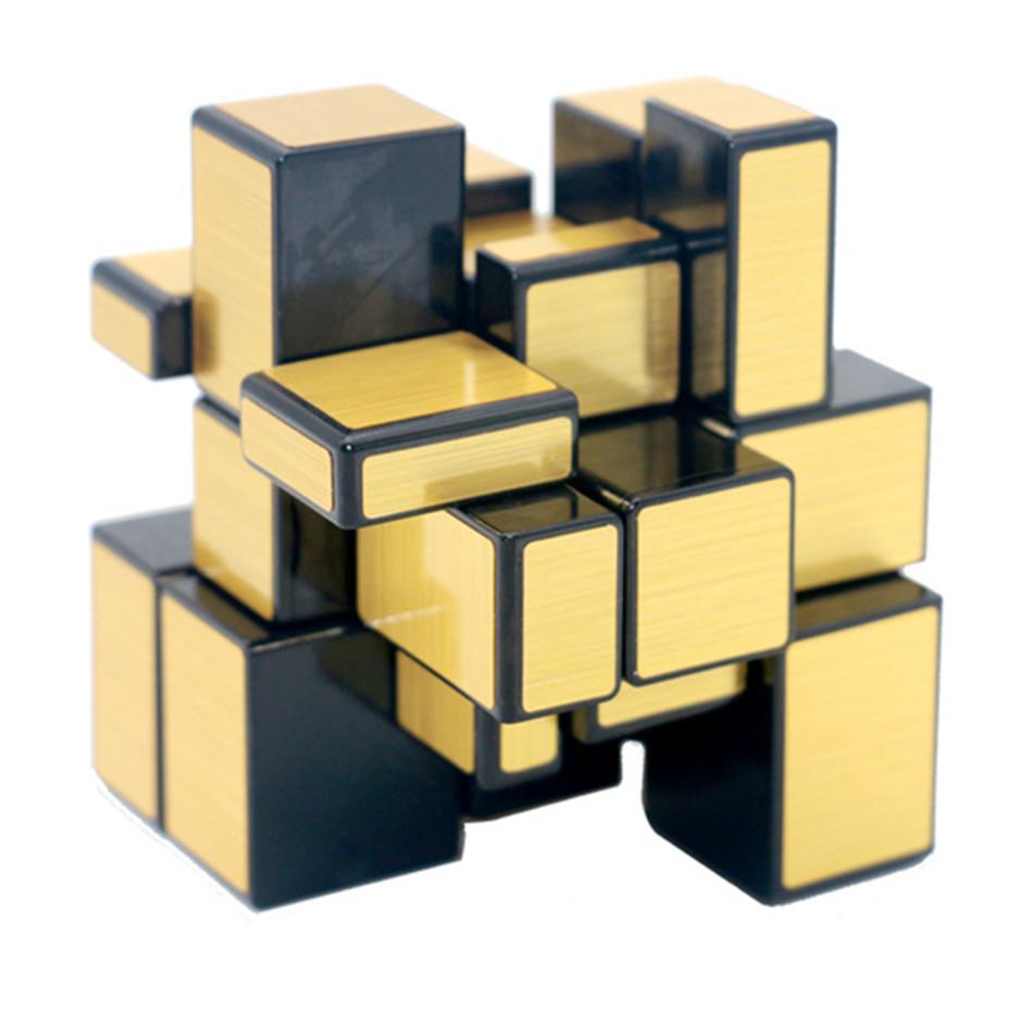 Qiyi 3X3X3 Mirror S Magic Cube Puzzle Speed Magico Cube Baby Kids Toys With Gold Silver Sticker Stickers