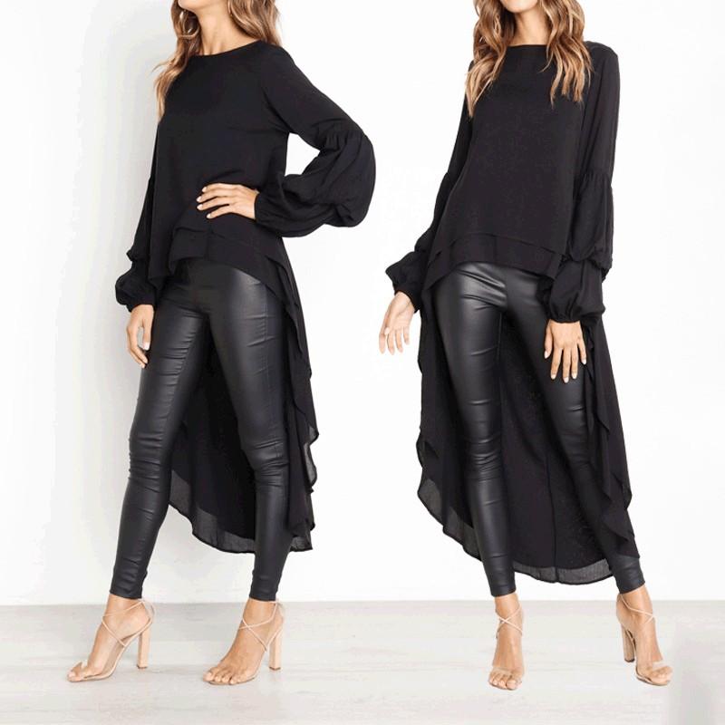 Women Blouse Shirt Asymmetrical Shirt Shirt Plus Long Sleeve