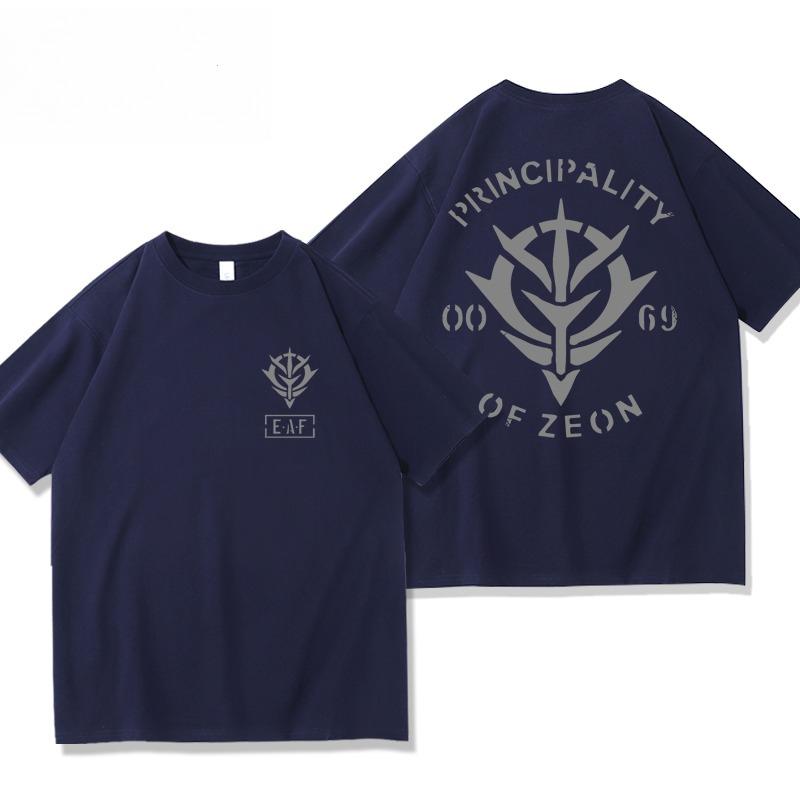 Mobile Suit Gundam Anime Peripheral Jion Duchy Army Same Short Sleeve TShirt Mens and Womens Summer Clothes Tide