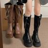 Fashion Winter Platform Chunky Woman Knee High Boot Fashion Side Zippers Height Increase Shoes Punk Style Ladies Knight Long Booties