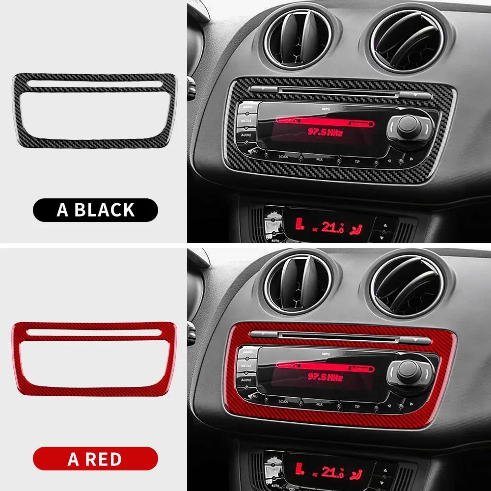Carbon Fiber Interior Center Console CD Frame Trim Sticker for Seat Ibiza 6J 2009-2014 LHD/RHD