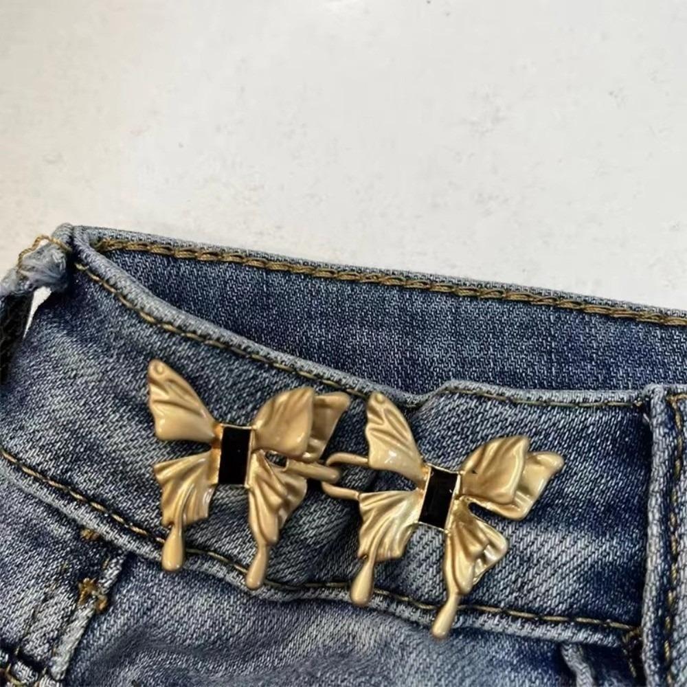 Five Pointed Star Jeans Buttons Adjustable Butterfly Pants Pins Waist Tightening Tool Fixed Brooches Dress Decoration