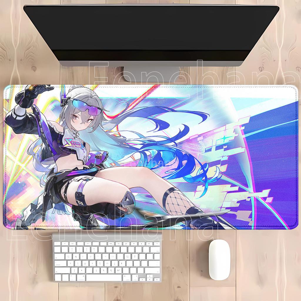 Larger Hsr Silver Wolf Lv999 Mousepad Honkai Star Rail Overlock Gamer Keyboard Anime Girl Kawaii Mouse Pad Hd Printing Desk Mat