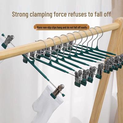 Stainless Steel No-Trace Multi-Functional Clothes Hanger with Clips for Pants and Skirts