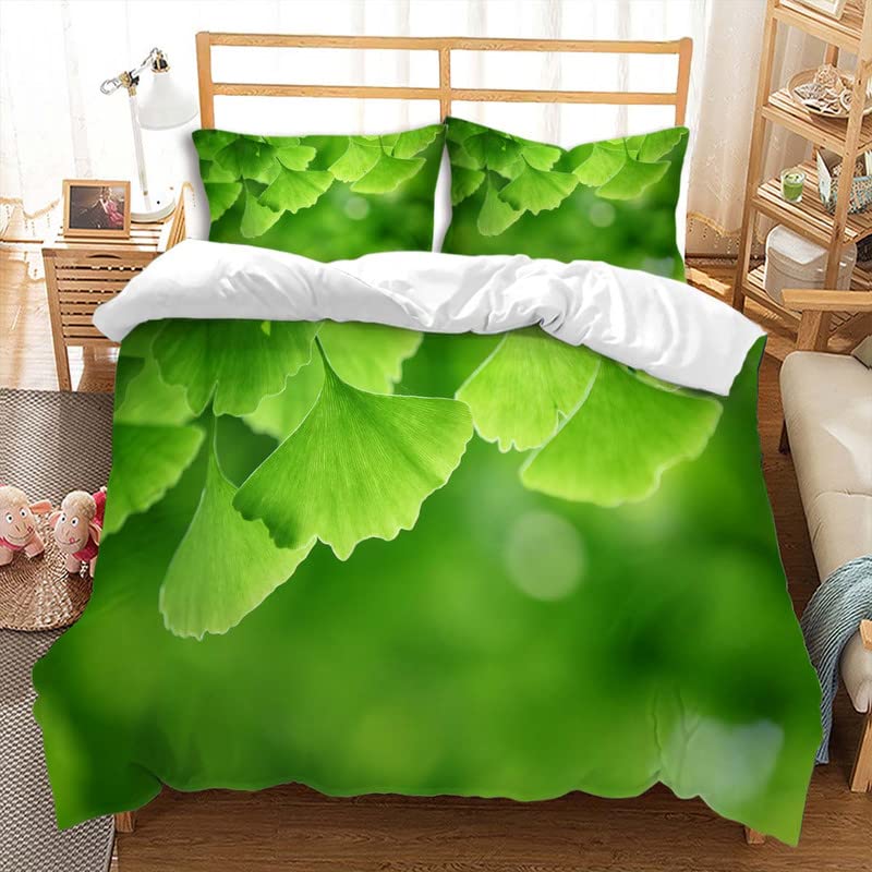 Duvet Cover Sets Ginkgo Leaves Pattern Nature Botanical Leaf Aesthetic Bedding Sets with 2 Pillow Shams Queen King Size No Quilt