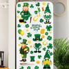 St. Patrick’s Day Window Clings Shamrock 4 Leaf Clover Irish Gnome Cartoon Glass Sticker Static Removable Holiday Decor