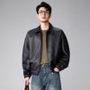 New PU leather jacket for men, American vintage workwear style, tough relaxed style, old money street style, minimalist