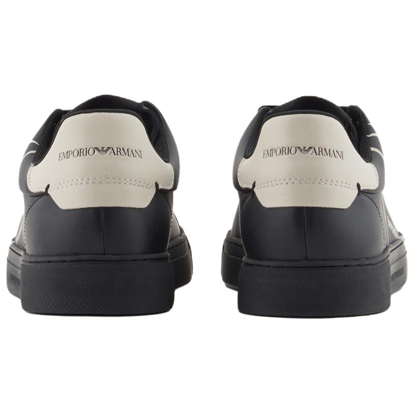 Emporio Armani Leather Round Toe Printed Low-Top Sneakers Men sneakers Black X4X598XD4311U166