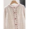 Playful age-reducing red dotted line single-breasted top cardigan women's autumn and winter thickened loose soft waxy knitted sweater jacket