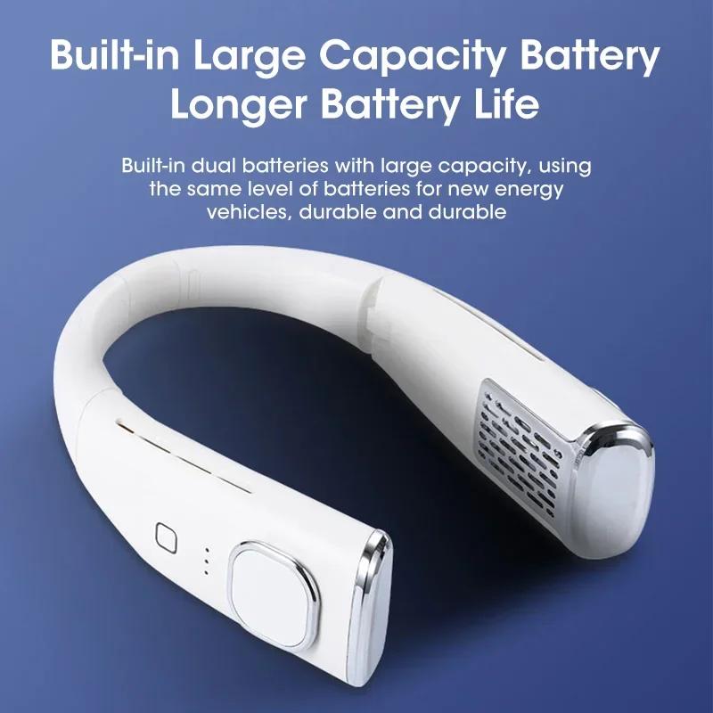 4000mAh Hanging Neck Fan Portable USB Rechargeable Bladeless Hands Free Cooling for Outdoor Travel Sports Gym