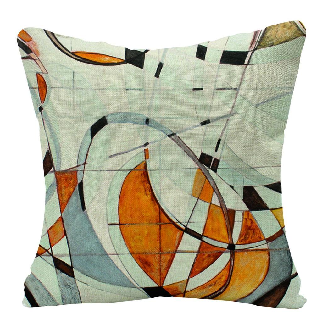 Modern Simple Orange Geometric Abstract Linen Pillow Cover Home Cushion Cushion