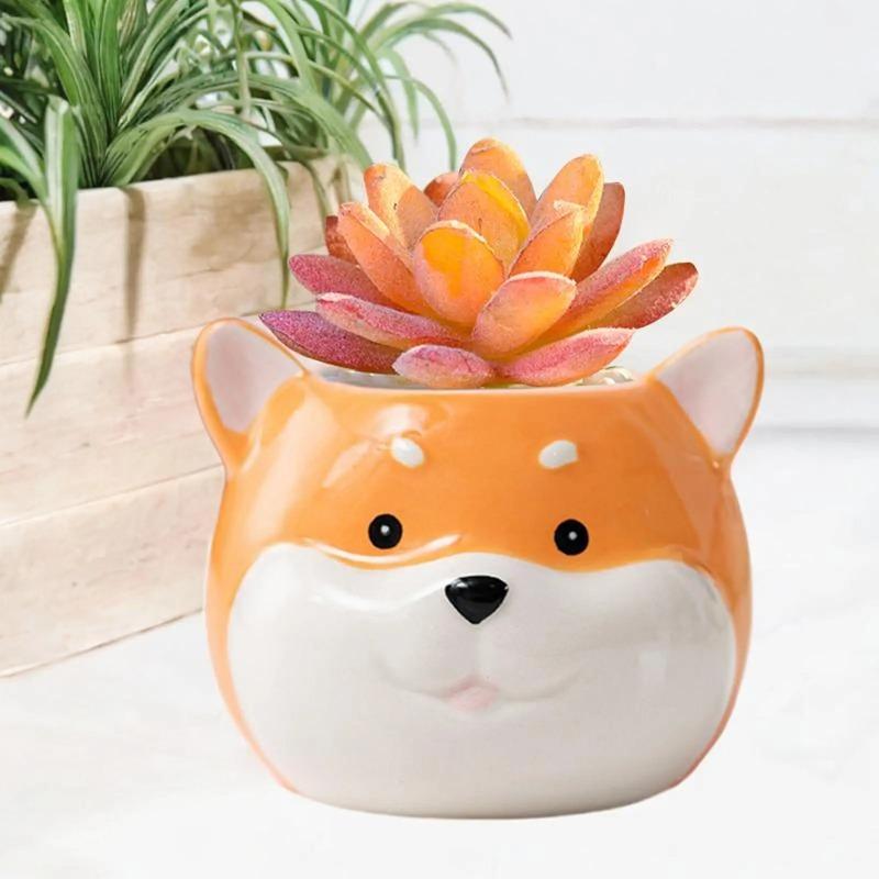 Flower Pot Ceramic Cartoon Animal Flower Pot Cute Dog Series Cartoon Succulent Flower Pot Home Gardening Pot Plant