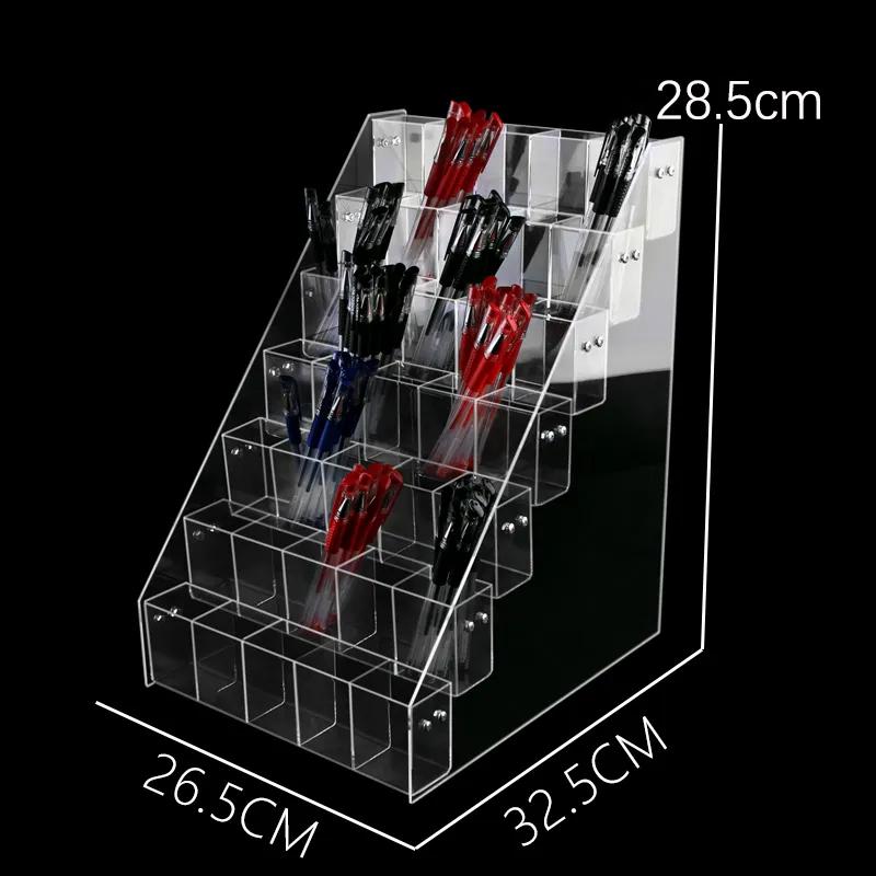 1-7 Tier Acrylic Pen Holder Stationery Store Storage Brush Case Display Stand Desktop Writing Pot Clear Writing Pencil Organiser