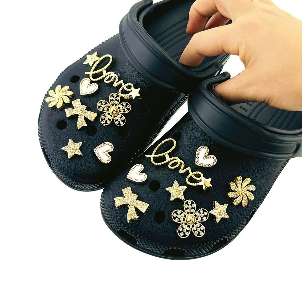 

16/18Pcs Fashion Shoe Charms Set for Sandals Clogs Pins Accessories Diamond Chain Pentagram Personalized Sneaker Decorations
