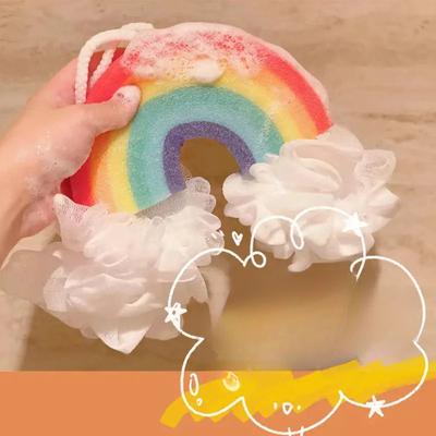 Schattige Cartoon Wolk Regenboog Spons Badbal Meisje Kinderen Massage Exfoliërende Badborstel Makkelijk Schuimend Douche Voet Rug Lichaam Schrubber