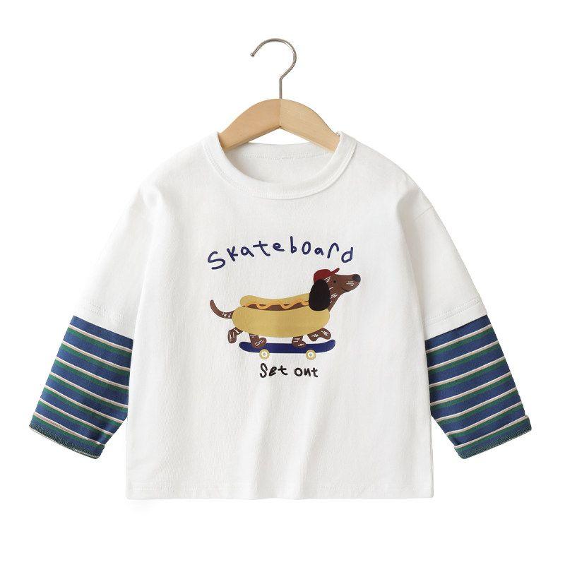 Long-Sleeved T-Shirt, Spring and Autumn Style, 2026 New Model, Children's Clothing, Spring Wear, Color-Blocking Children's Clothing, Base Layer Shirt