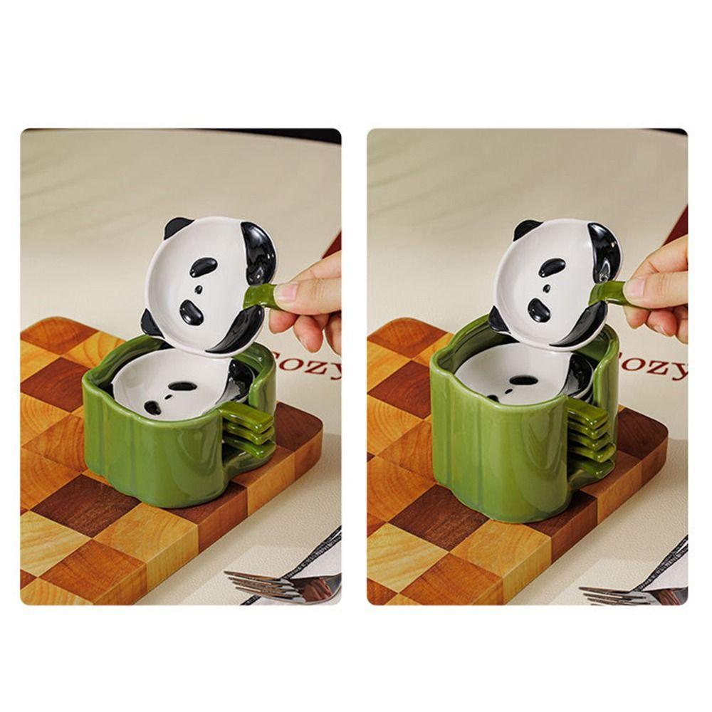 4/6Pcs Stackable Cartoon Panda Snack Dish Creative Mini Sauce Bowl Set  Table Decoration