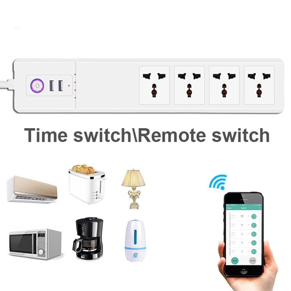 Universal Outlets Sockets Home Office Portable WiFi Smart Power Strip Dual USB Remote Control Surge Protector
