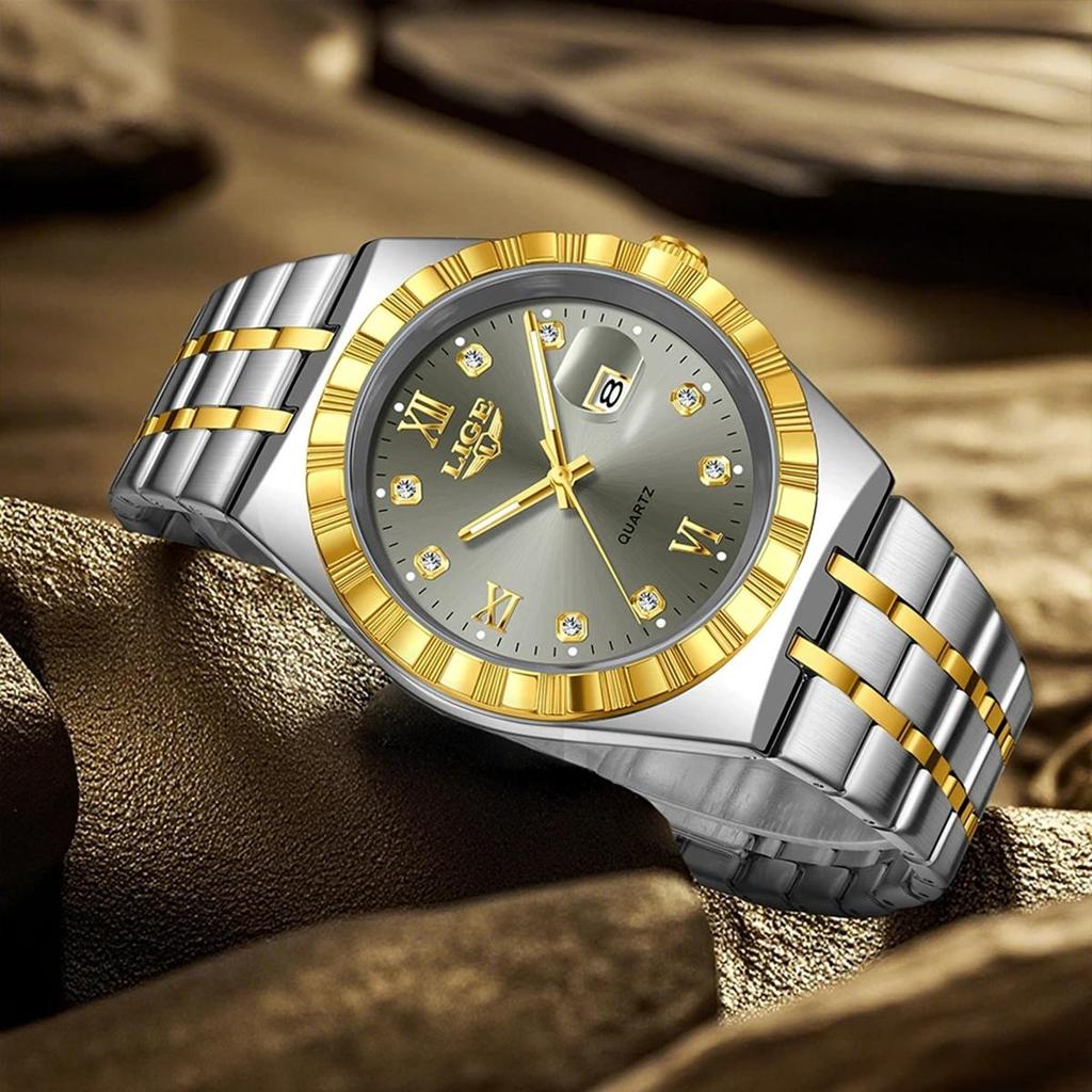 Herrenmode Businessuhr Herren Sport Schwarz Edelstahl Luxus Leuchtend Wasserdicht Herren Quarzuhren