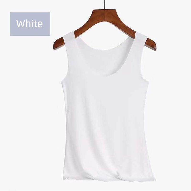 

Summer Ice Silk Seamless Camisole Women s Thin Shirt Invisible Anti-Exposure Flesh Color Close-Fitting Inner Bottoming Shirt Women s Ice Silk Vest White M