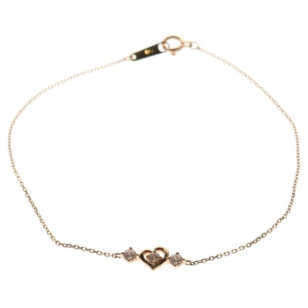Canal4°C Canal Yondsey Heart Motif Cubic Zirconia Bracelet K10 Pink Gold Used 7b Unisex T-Shirt XL