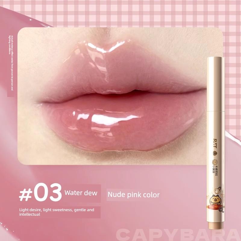Rmt Luo Xiaoman Water Glossy Lip Jelly Lipstick for Women Solid Lip Gloss Mirror Lip Glaze Lip Oil Lip Balm Lip Mud for Women