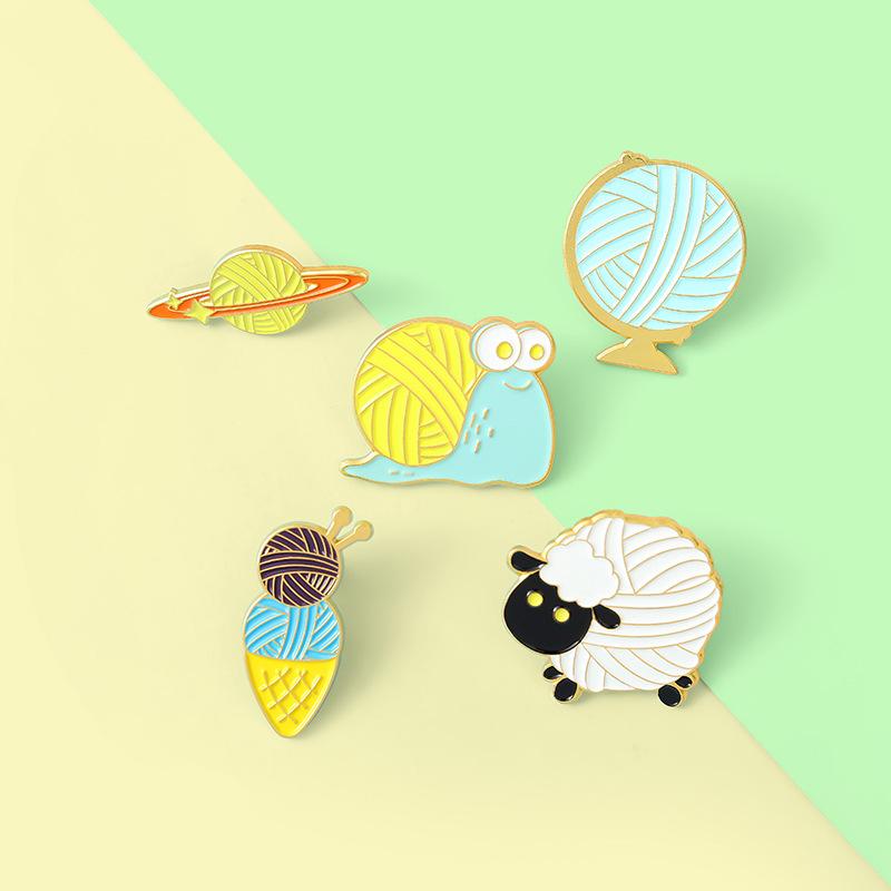 Vibrant Brooch Enamel Set Charming Cartoon Sheep And Snail Brooches For Lovers Fashion