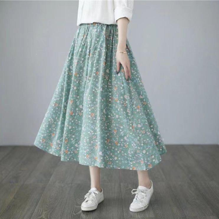 Women's Floral A-Line Skirt, Summer High-Waisted Slimming Design