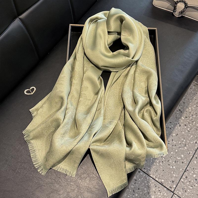 Scialle in Seta Oro Tencel Cotone Seta Moda Donna Versatile Imitazione Seta Sottile Farfalla Lunga Sciarpa da Spiaggia Sciarpa