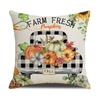 Autumn Harvest Pillow Cover Plaid Maple Leaf Truck Pumpkin Pillow Pillow Cover Home Cushion Cover