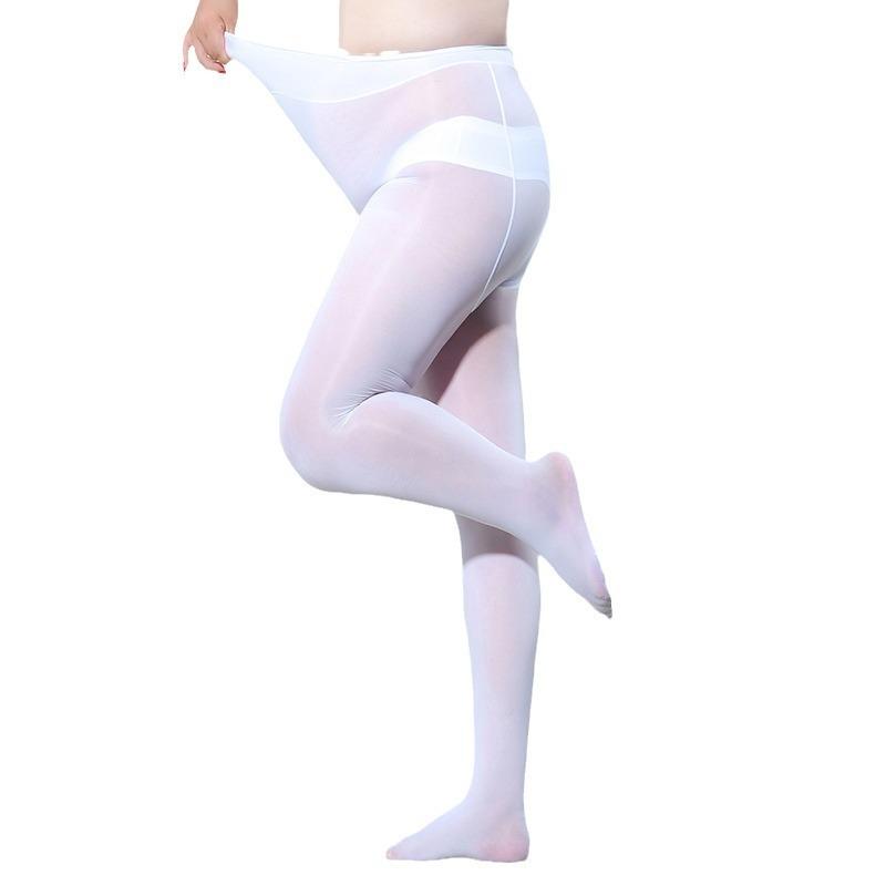 6D thin horse oil black stockings bright sexy smooth open crotch pantyhose plus crotch plus size 150kg