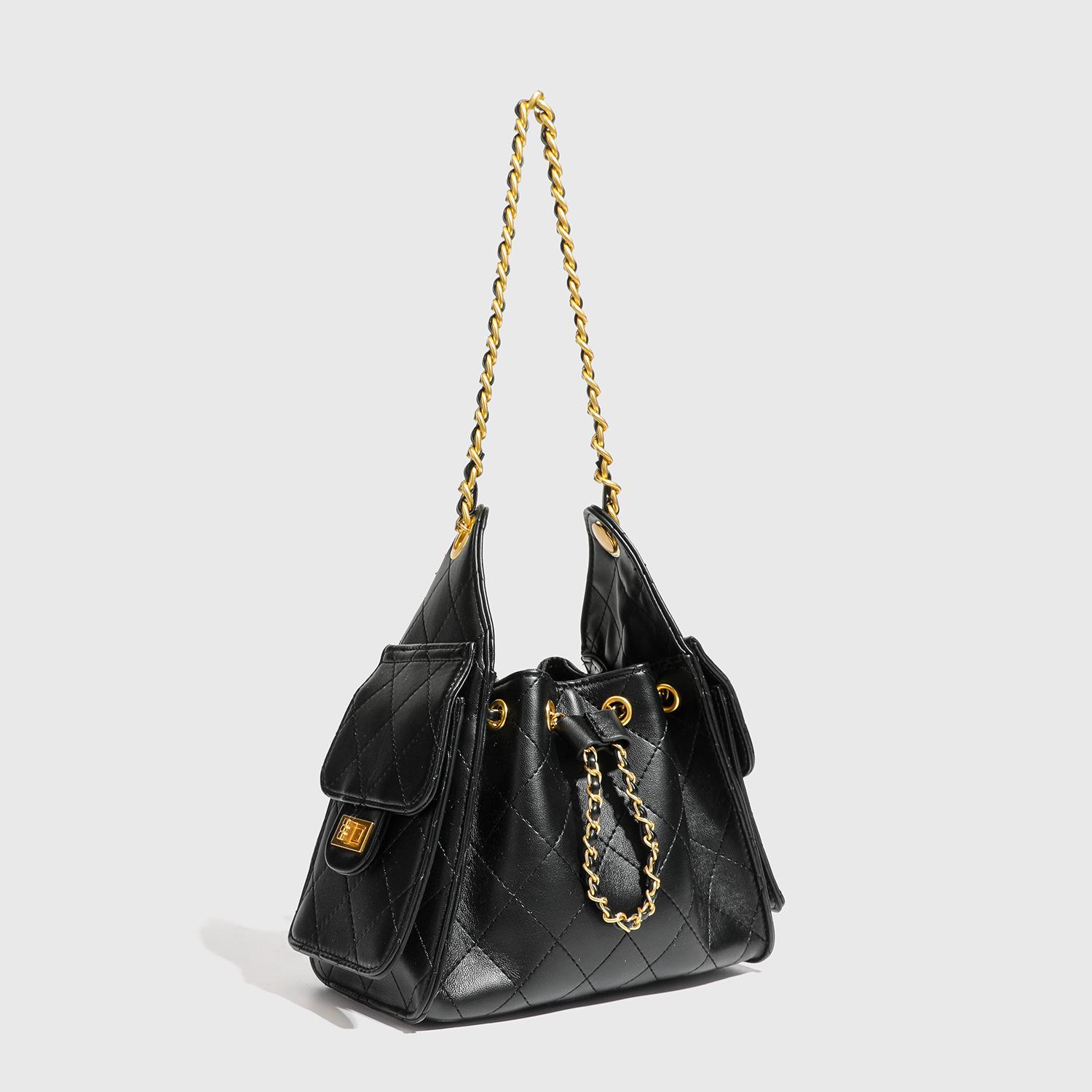 

25 Small Fragrant Wind Rhombus Chain Bucket Underarm Commuter Bag Premium Shoulder Bag Women 21*12*17