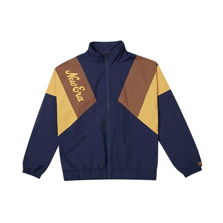 New Era Logo Color Block Long Sleeve Stand Collar Jacket Unisex jackets Navy-Blue 12877370