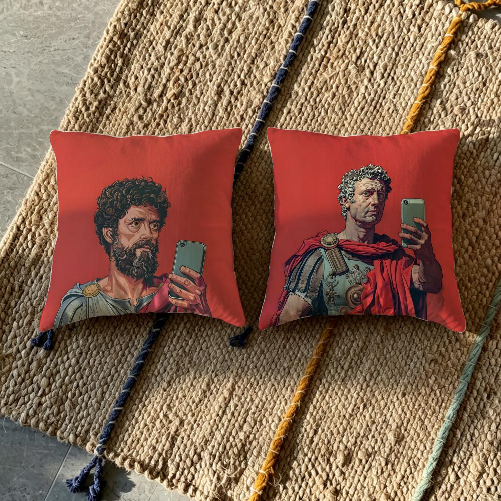 A-Ancient Roman Sculpture Art Cushion Cover Fabric Soft Furnishing,Pillowcase, Cushion Cover, Sofa Pillow, Home Decoration