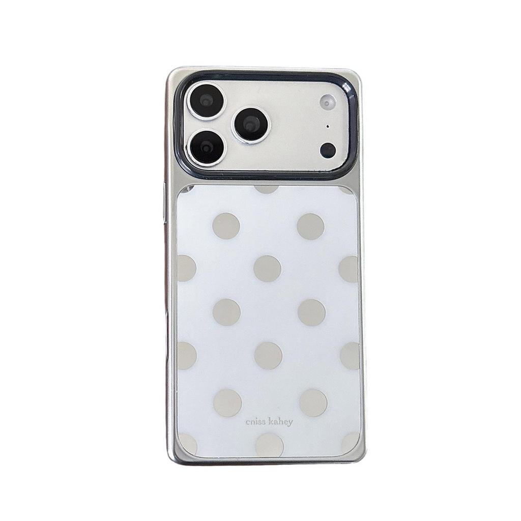 Electroplated Polka Dot Square Mirror Case for iPhone 14/13 & Apple 17/16/15 PROMAX with Drop Protection