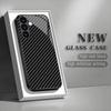 Black textured tempered glass phone case suitable for Samsung Galaxy S26 S25 S24 S23 S22 S20 FE/Ultra/Plus anti drop back cover