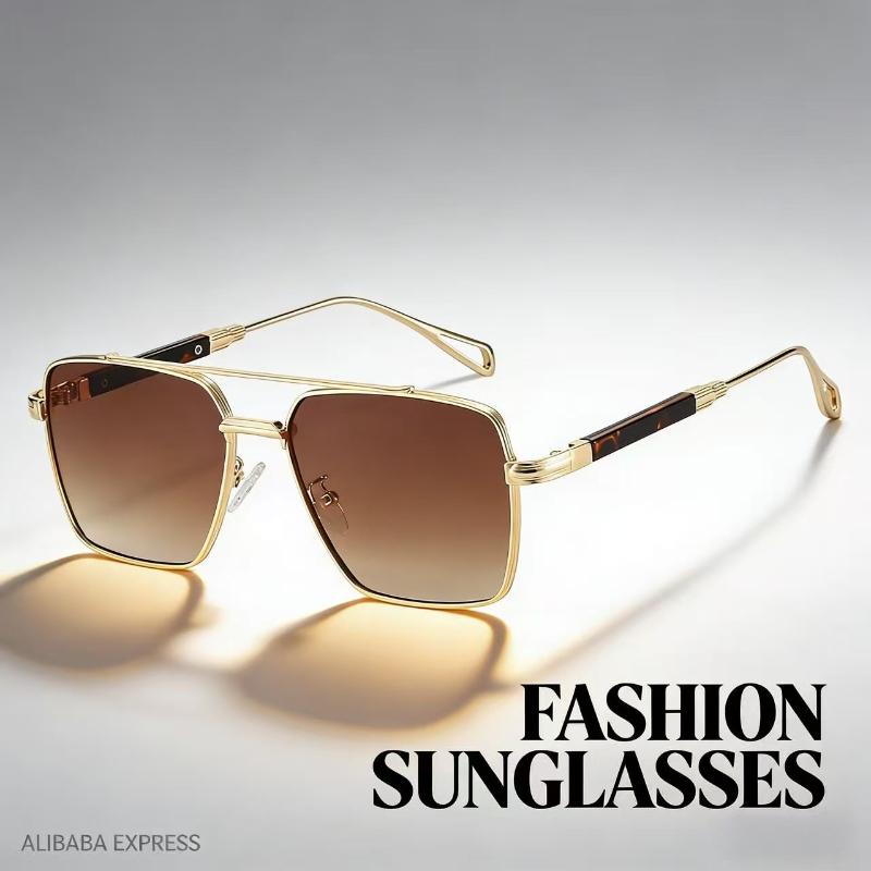 2026 New Luxury Square Sunglasses, High-End Metal Frame Men's Sunglasses, Vintage Driving Glasses, Fashion Sunglasses for Women