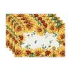 4 Pezzi Tovagliette Girasole in Lino, 18x12 Pollici Tovagliette Riutilizzabili per Tavola da Pranzo, Tappetini da Tavola Antiscivolo Isolanti dal Calore per Tavola da Pranzo di Casa, Festa Estiva